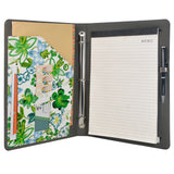 3 Ring Binder Padfolio File Folder with Expanded Document Bag, Flower Painting PU Leather Padfolio Ring Binder with Clipboard