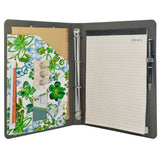 4 Ring Binder Padfolio File Folder with Expanded Document Bag, Flower Painting PU Leather Padfolio Ring Binder with Clipboard