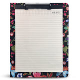 4 Ring Binder Padfolio File Folder with Expanded Document Bag, Flower Painting PU Leather Padfolio Ring Binder with Clipboard