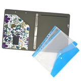 4 Ring Binder Padfolio File Folder with Expanded Document Bag, Flower Painting PU Leather Padfolio Ring Binder with Clipboard