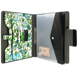 Padfolio Ring Binder with Expanded Document Bag, Flower Texture PU Leather Organizer Portfolio with 2-Ring Binder and Clipboard
