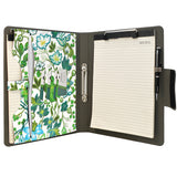 Padfolio Ring Binder with Expanded Document Bag, Flower Texture PU Leather Organizer Portfolio with 2-Ring Binder and Clipboard