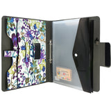 Padfolio Ring Binder with Expanded Document Bag, Flower Texture PU Leather Organizer Portfolio with 2-Ring Binder and Clipboard
