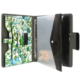 Padfolio Ring Binder with Expanded Document Bag, Flower Texture PU Leather Organizer Portfolio with 3-Ring Binder and Clipboard