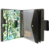Padfolio Ring Binder with Expanded Document Bag, Flower Texture PU Leather Organizer Portfolio with 4-Ring Binder and Clipboard