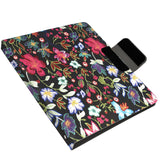 Padfolio Ring Binder with Expanded Document Bag, Flower Texture PU Leather Organizer Portfolio with 4-Ring Binder and Clipboard