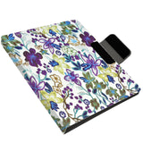Padfolio Ring Binder with Expanded Document Bag, Flower Texture PU Leather Organizer Portfolio with 4-Ring Binder and Clipboard