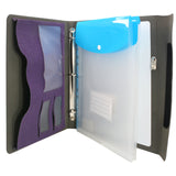 3-Ring Binder Portfolio with Whiteboard Clipboard and Expanded Document Bag, Padfolio Ring Binder Business Organizer Portfolio Case