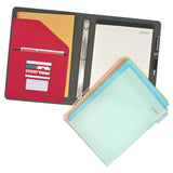 3 Ring Binder Portfolio Clipboard Case with Color File Folders, PU Leather Padfolio Ring Binder with Clipboard