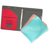 3 Ring Binder Portfolio Clipboard Case with Color File Folders, PU Leather Padfolio Ring Binder with Clipboard