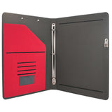 3 Ring Binder Portfolio Clipboard Case with Color File Folders, PU Leather Padfolio Ring Binder with Clipboard
