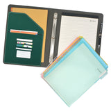 3 Ring Binder Portfolio Clipboard Case with Color File Folders, PU Leather Padfolio Ring Binder with Clipboard