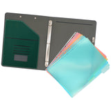 3 Ring Binder Portfolio Clipboard Case with Color File Folders, PU Leather Padfolio Ring Binder with Clipboard