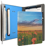 Painting PU Leather Padfolio Organizer Portfolio, Business Portfolio File Folder with Clipboard and Document Pocket