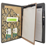 Padfolio Ring Binder File Folder with Removable Clipboard, Snake Texture PU Leather Portfolio Organizer Case with 2-Ring Binder