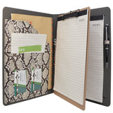 Padfolio Ring Binder File Folder with Removable Clipboard, Snake Texture PU Leather Portfolio Organizer Case with 2-Ring Binder