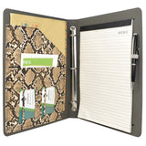 Padfolio Ring Binder File Folder with Removable Clipboard, Snake Texture PU Leather Portfolio Organizer Case with 3-Ring Binder