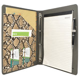 Padfolio Ring Binder File Folder with Removable Clipboard, Snake Texture PU Leather Portfolio Organizer Case with 4-Ring Binder