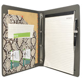 Padfolio Ring Binder File Folder with Removable Clipboard, Snake Texture PU Leather Portfolio Organizer Case with 4-Ring Binder