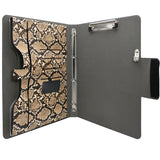 Padfolio Ring Binder File Folder, Snake Texture PU Leather Portfolio Organizer Case with 4-Ring Binder and Clipboard