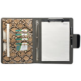 Padfolio Ring Binder File Folder, Snake Texture PU Leather Portfolio Organizer Case with 4-Ring Binder and Clipboard