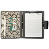 Padfolio Ring Binder File Folder, Snake Texture PU Leather Portfolio Organizer Case with 4-Ring Binder and Clipboard