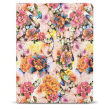 Flower Painting PU Leather Padfolio Organizer Portfolio, Business Portfolio File Folder with Clipboard and Document Pocket