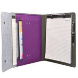 Flower Painting PU Leather Padfolio Organizer Portfolio, Business Portfolio File Folder with Clipboard and Document Pocket