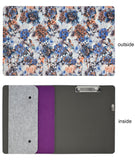 Flower Painting PU Leather Padfolio Organizer Portfolio, Business Portfolio File Folder with Clipboard and Document Pocket