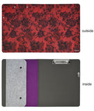 Flower Painting PU Leather Padfolio Organizer Portfolio, Business Portfolio File Folder with Clipboard and Document Pocket