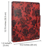 Padfolio Ring Binder with Color File Folders, Flower Painting PU Leather Organizer Portfolio with 2-Ring Binder and Clipboard