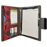 Padfolio Ring Binder with Color File Folders, Flower Painting PU Leather Organizer Portfolio with 3-Ring Binder and Clipboard