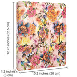 Padfolio Ring Binder with Color File Folders, Flower Painting PU Leather Organizer Portfolio with 4-Ring Binder and Clipboard