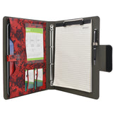 Padfolio Ring Binder with Color File Folders, Flower Painting PU Leather Organizer Portfolio with 4-Ring Binder and Clipboard