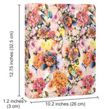 Flower Painting PU Leather Padfolio Ring Binder with Color File Folders, Organizer Portfolio File Folder with 2-Ring Binder and Clipboard