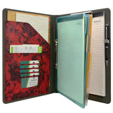 Flower Painting PU Leather Padfolio Ring Binder with Color File Folders, Organizer Portfolio File Folder with 2-Ring Binder and Clipboard
