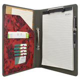 Flower Painting PU Leather Padfolio Ring Binder with Color File Folders, Organizer Portfolio File Folder with 2-Ring Binder and Clipboard