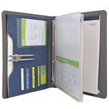 4-Ring Binder Padfolio with Expanded Document Bag, Business and Interview Portfolio with 4-Ring Binder