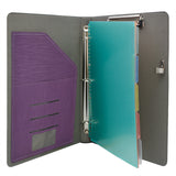 Binder Padfolio Organizer with Color File Folders, Business and Interview Portfolio with 3-Ring Binder, Clipboard