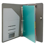 Binder Padfolio Organizer with Color File Folders, Business and Interview Portfolio with 3-Ring Binder, Clipboard