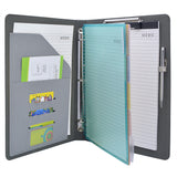 Binder Padfolio Organizer with Color File Folders, Business and Interview Portfolio with 3-Ring Binder, Clipboard