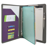 Binder Padfolio Organizer with Color File Folders, Business and Interview Portfolio with 3-Ring Binder, Clipboard