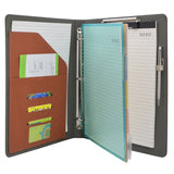 Binder Padfolio Organizer with Color File Folders, Business and Interview Portfolio with 3-Ring Binder, Clipboard