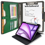 Tablet Portfolio Case with Whiteboard Clipboard, 3-Ring Binder Padfolio File Folder with Rotating Cover Case for iPad Air / iPad Pro