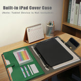 Tablet Portfolio Case with Whiteboard Clipboard, 3-Ring Binder Padfolio File Folder with Rotating Cover Case for iPad Air / iPad Pro