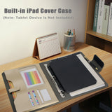 Tablet Portfolio Case with Whiteboard Clipboard, 3-Ring Binder Padfolio File Folder with Rotating Cover Case for iPad Air / iPad Pro