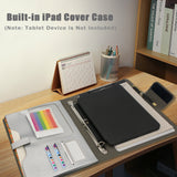 Tablet Portfolio Case with Whiteboard Clipboard, 3-Ring Binder Padfolio File Folder with Rotating Cover Case for iPad Air / iPad Pro