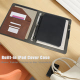 iPad Organizer Portfolio Case with Clipboard, 3-Ring Binder Padfolio File Folder with Rotating Cover Case for iPad Air / iPad Pro