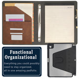 iPad Organizer Portfolio Case with Clipboard, 3-Ring Binder Padfolio File Folder with Rotating Cover Case for iPad Air / iPad Pro
