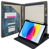 iPad Organizer Portfolio Case with Clipboard, 3-Ring Binder Padfolio File Folder with Rotating Cover Case for iPad Air / iPad Pro